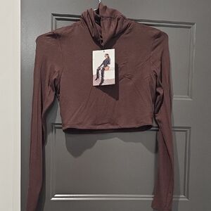 Naked Wardrobe Chocolate Long Sleeve Crop Top